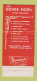 Matchbook Cover - Dover Hotel Dover DE 30 Strike