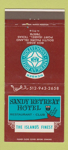 Matchbook Cover - Sandy Retreat Hotel Port Isabel TX 30 Strike