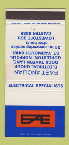 Matchbook Cover - East Anglian Electric Group Gorleston Norfolk UK 30 Strike