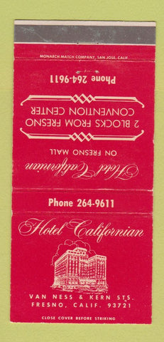 Matchbook Cover - Hotel Californian Fresno CA 30 Strike