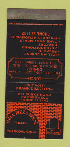 Matchbook Cover - Sofia Pizza House Camberwell Australia 30 Strike