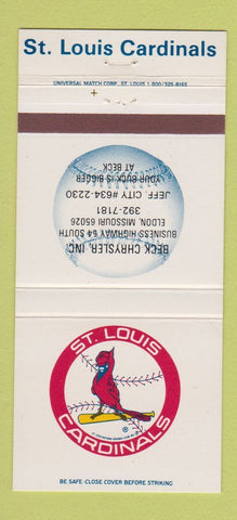 Matchbook Cover - St Louis Cardinals Jefferson City MO Chrysler  30 Strike
