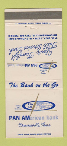 Matchbook Cover - Pan American Bank Brownsville TX 30 Strike