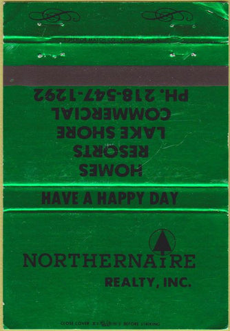Matchbook Cover - Northernaire Realty Walker MN WEAR 40 Strike