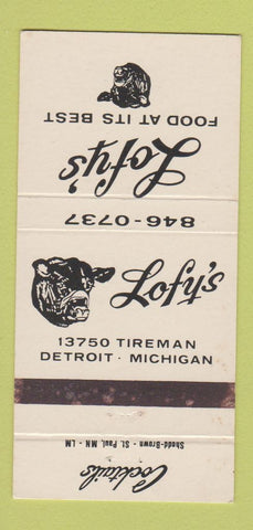 Matchbook Cover - Lofy's Restaurant Detroit MI 30 Strike