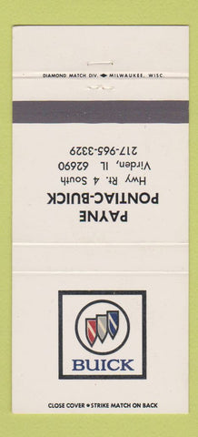 Matchbook Cover - Payne Pontiac Buick Virden IL 30 Strike
