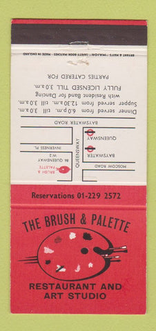 Matchbook Cover - The Brush & Palette Restaurant London? UK girlie 30 Strike