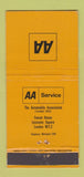 Matchbook Cover - AA Service Auto London UK 30 Strike