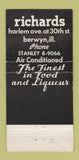 Matchbook Cover - Richards Berwyn IL restaurant 30 Strike