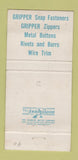 Matchbook Cover - Schovill Metal Closures Waterbury CT 30 Strike