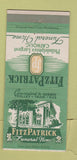 Matchbook Cover - Fitzpatrick Funeral Home Philadelphia PA Catholic 30 Strike