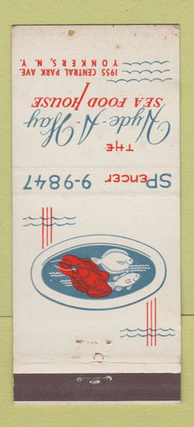 Matchbook Cover - Hyde A Way Seafood Y onkers NY WEAR 30 Stick
