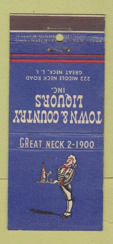 Matchbook Cover - Town & Country Liquors Great Neck LI NY 21 Strike Feature