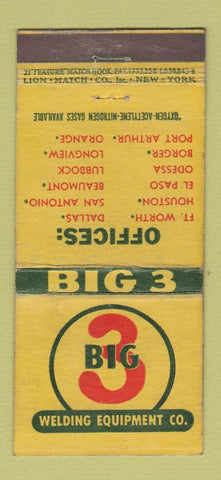 Matchbook Cover - Big 3 Welding Equipment WEAR 21 Strike Feature