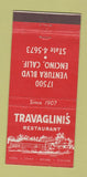 Matchbook Cover - Travaglini's Restaurant Encino CA 30 Stick