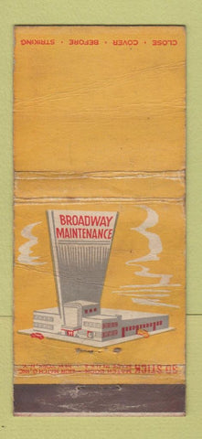 Matchbook Cover - Broadway Maintenance Long Island City NY WORN 30 Stick