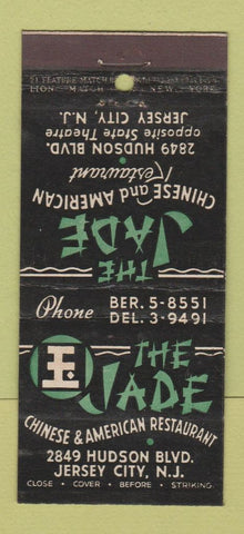 Matchbook Cover - The Jade Chinese Restaurant Jersey City NJ 21 Strike Feature