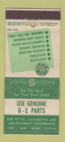 Matchbook Cover - GE General Electric Parts 30 Stick