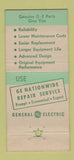 Matchbook Cover - GE General Electric Parts 30 Stick