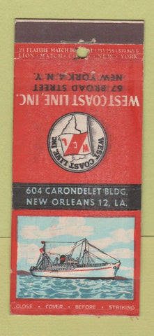 Matchbook Cover - West Coast Shipping Line NYC New Orleans LA 21 Strike Feature