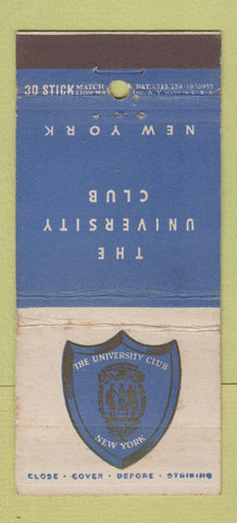 Matchbook Cover - University Club New York City WEAR 30 Stick