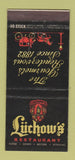 Matchbook Cover - Luchow's Restaurant New York City 30 Stick