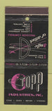 Matchbook Cover - Topp Industries Controls  Santa Monica CA 30 Stick