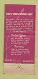 Matchbook Cover - Topp Industries Controls  Santa Monica CA 30 Stick