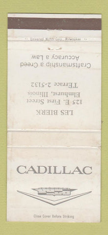 Matchbook Cover - Les Bierk Cadillac Elmhurst IL WEAR 30 Strike