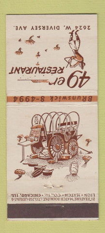 Matchbook Cover - 49er Restaurant Chicago IL 21 Strike Feature