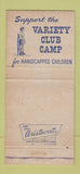 Matchbook Cover Variety Club Bellevue Stratford Hotel Philadelphia PA 30 Strike