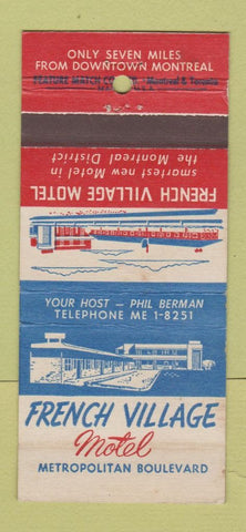 Matchbook Cover - French Village Motel Montreal QC 21 Strike Feature