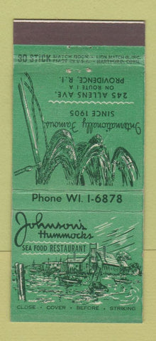 Matchbook Cover - Johnson's Hummocks Seafood Providence RI 30 Stick
