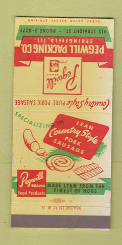 Matchbook Cover - Pegwill Packing Springfield IL Meat WORN SAMPLE 30 Strike