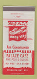 Matchbook Cover - Palace Cafe Sturgeon Bay WI WORN SAMPLE 30 Strike