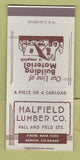 Matchbook Cover - Halfield Lumber Denver Colorado WORN SAMPLE 30 Strike