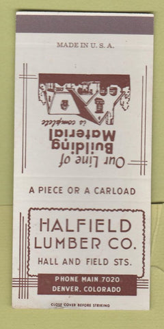 Matchbook Cover - Halfield Lumber Denver Colorado WORN SAMPLE 30 Strike
