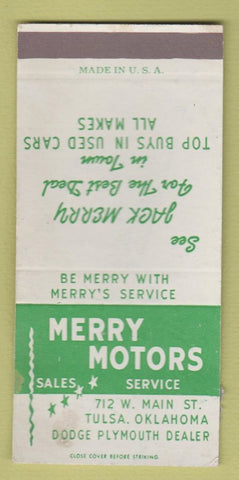 Matchbook Cover - Dodge Plymouth Tulsa OK WORN SAMPLE 30 Strike