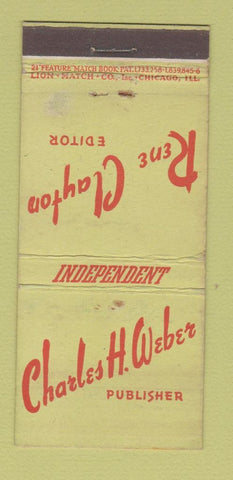 Matchbook Cover - Charles Webster Publishing Chicago IL WEAR  21 Strike Feature