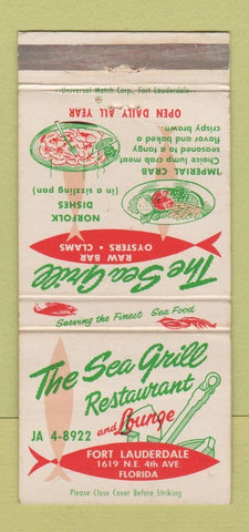 Matchbook Cover - The Sea Grill Fort Lauderdale FL 30 Strike