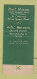 Matchbook Cover - Hotel Harrison Warren Indianapolis IN 30 Stick