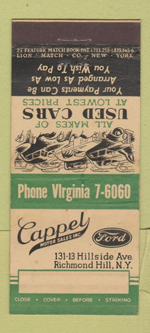 Matchbook Cover Cappel Ford Richmond Hill NY Mercury Lincoln 21 Strike Feature