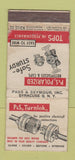 Matchbook Cover - P&S Receptacles Caps Syracuse NY WEAR 30 Stick