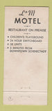 Matchbook Cover - L&M Motel Schenectady NY 30 Strike