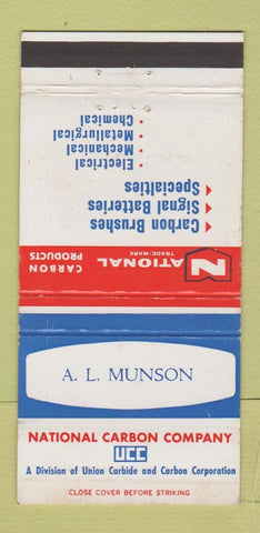Matchbook Cover - National Carbon AL Munson 30 Strike