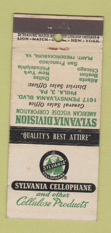 Matchbook Cover - Sylvania Cellophane Philadelphia PA 21 Strike Feature