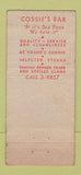Matchbook Cover - Cossie's Corner Allentown PA 30 Stick