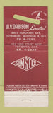 Matchbook Cover - WV Dawson Envenopes Montreal QC 21 Strike Feature