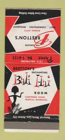 Matchbook Cover - Bretton's Bali Hai Kansas City MO girlie 30 Strike