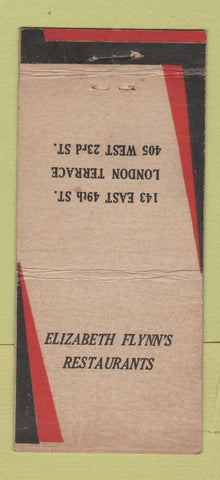 Matchbook Cover - Elizabeth Flynn's Restaurants New York City WEAR 30 Strike